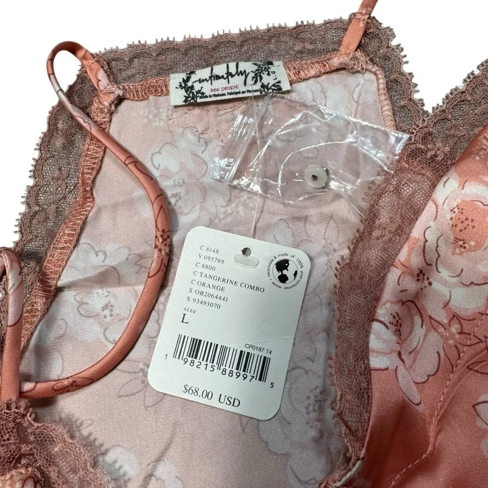 NWT New Free People Night Special Tangerine Combo Cami Top Size L